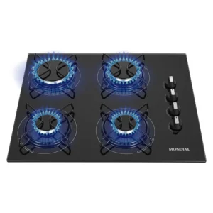 Cooktop 4 Bocas Mondial - Cooktop 4 Bocas Mondial a Gás - Preto Inox - Bivolt - CTG-01