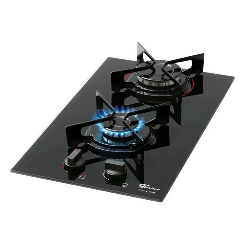 Cooktop 2 Bocas Fischer - Cooktop 2 Bocas Fischer a Gás - Mesa de Vidro - Fit Line - 27185-60015 - Bivolt